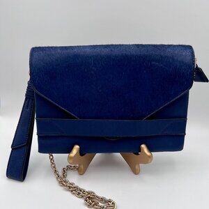 Kate & Alex Cuffaro Italian Design Navy Animal Hide Wristlet or Crossbody Purse